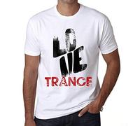 Ultrabasic Men's Graphic T-Shirt Love Trance Eco-Friendly Limited Edition Short Sleeve Tee-Shirt Vintage Birthday Gift Novelty White L