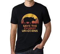 Ultrabasic Men's Graphic T-Shirt Save The Chubby Unicorn Eco-Friendly Limited Edition Short Sleeve Tee-Shirt Vintage Birthday Gift Novelty Deep Black 3XL