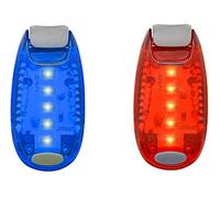UltraByEasyPeasyStore 1 Blue 1 Red LED Safety Lights Clip On Flashing Strobe Light High Visibility for Running Jogging Walking Kids Dog Helmet Light Hi Vis Armbands Running