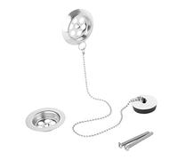 UltraByEasyPeasyStore 2 Stainless Steel Bath Plugs with 45cm Chain and 70mm Waste Assembly, Suitable for Baths Up to 20mm Thick, Silver