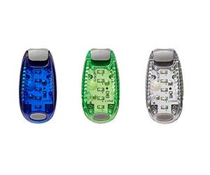 UltraByEasyPeasyStore 3 Pack 1 Blue 1 Green 1 White LED Safety Lights Clip On Flashing Strobe Light High Visibility for Running Jogging Walking Kids Dog Helmet Light Hi Vis Armbands Running