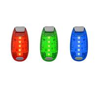 UltraByEasyPeasyStore 3 Pack 1 Blue 1 Red 1 Green LED Safety Lights Clip On Flashing Strobe Light High Visibility for Running Jogging Walking Kids Dog Helmet Light Hi Vis Armbands Running