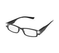 UltraByEasyPeasyStore Ultra Black +2.0 Adults LED Night Illuminated Reading Glasses Mens Womans Presybyopic Diopter with Lights Power +2.0 Dioptre Strength Magnifying Lenses