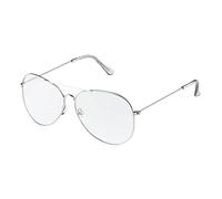 UltraByEasyPeasyStore Ultra Silver Frame Pilot Costume Glasses - Retro Pilot Style Clear Lens Metal Eyewear for Adults, Non-Prescription