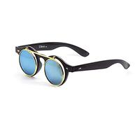 UltraByEasyPeasyStore Ultra Small Round Steampunk Flip Up Sunglasses - UV400 Protection, Unisex Retro Design with Polycarbonate Lenses for Men & Women
