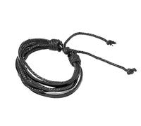 UltraByEasyPeasyStore Ultra Tie Loop Mens Leather Bracelets Genuine for Women and Men Bracelet Rope Wristband Braclettes Cuff Wrap Braided Wristbands (Black)