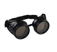 UltraByEasyPeasyStore Utra Steampunk Gogges Mens Womens Cyber Gasses Victorian Punk Weding Cospay Gogges Goth Rustic Rivet Round Eyewear Fying Gogges Fancy Dress Piot Gogges, Black With Brown Lenses, L