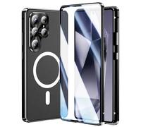 Ultradünne Hülle für Samsung Galaxy S25 Ultra/S25 Plus/S25, Metall Magnetische Handyhülle Vollständige Abdeckung Schutzhülle,Schwarz,S25 Ultra