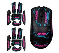 ULTRAEQUIP 2-in-1 Mouse Grip Tape Cyberpunk-Neon Anti Slip Skin for Gaming Mice, Pre-Cut, Self-Adhesive, Sweat-Resistant, Professional Competitive Upgrade Kit (for DeathAdder V4 Pro)