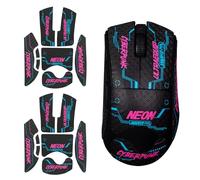 ULTRAEQUIP 2-in-1 Mouse Grip Tape Cyberpunk-Neon Anti Slip Skin for Gaming Mice, Pre-Cut, Self-Adhesive, Sweat-Resistant, Professional Competitive Upgrade Kit (for DeathAdder V4 Pro)