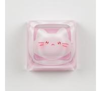 ULTRAEQUIP Artisan Keycaps, Pink Cat Design, 1U Resin Mechanical Keyboard Key, Shine Through Compatible Single 1U Replace Key for ESC Key Mechanical Keyboard