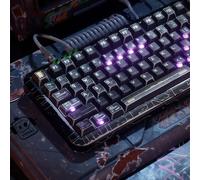 ULTRAEQUIP Clear Keycaps Transparent Cherry Profile Green and Black Keycaps for MX Switches Mechanical Keyboard KeyCap (Cyber Ruins PBT KEYCAP Set)