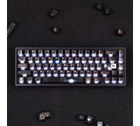 ULTRAEQUIP Clear Mechanical Keycaps Set, Black Matte Transparent, PBT Material, 122 Keys, Cherry Profile, Backlit, Retro Keycaps for 60-80% Cherry MX Switch Keyboards