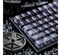 ULTRAEQUIP Frosted Clear Keycaps Cyberpunk Ruins Keycap Set Transparent keycaps 120 Keys PC Material Metal Pad Print Shine Through Keycaps for Mechanical Keycaps 60 75 100 Percent Keycap