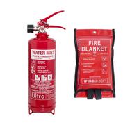 UltraFire 1.4Ltr Water Mist Home And Rental Property Fire Extinguisher With Fire Blanket