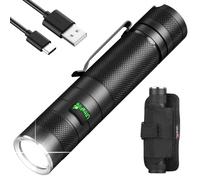 ULTRAFIRE 1200 Lumen Tactical Torch with Holster, USB-C Rechargeable LED Torch with Belt Pouch, 3 Modes Small EDC Flashlight for Camping Walking Outdoor