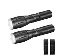 ULTRAFIRE 2 Pack Tactical Torch with Holster, 1200 Lumens Zoomable Bright LED Torch, 3 Modes Small EDC Flashlight with Duty Belt Torch Pouch, for Camping, Security, Hiking, Outdoor