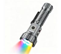 ULTRAFIRE 2000 Lumen Rechargeable Tactical Torch, Multi-Color Light (Red/Green/Blue/Warm Yellow/UV) with 5-Button Control, Turbo/Strobe Mode, Ideal for Home, Outdoor, Hunting, Emergency Use