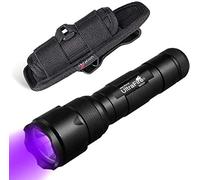 ULTRAFIRE 395-405nm UV LED Torch Black Light Adjustable Focus 5W Ultraviolet Detector Single Mode Mini Tactical Torch with Flashlight Holster, for Pet Urine Stain, Leak Detector