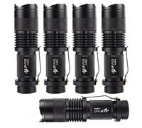 ULTRAFIRE 5 Pack SK68 Tactical and Small Flashlights,7w 3-Mode Pocket Torch Adjustable Focus Zoom Light Lamp