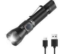 ULTRAFIRE E5 Rechargeable Tactical Torch, 1350 Lumen Zoomable Bright LED Torch, 6 Modes Small Powerful Flashlight for Law Enforcement, Duty, Patrol, Camping, Outdoor