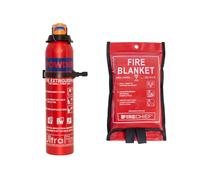 UltraFire Extinguisher & Blanket Fire Safety Kit - 600g Dry Powder Extinguisher & 1x1m Soft Shell Fire Blanket