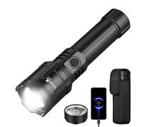 ULTRAFIRE Flashlights High Lumens with Ignition Lens, 1500 LM Super Bright Zoomable Tactical Flashlight with Holster, Reverse Charging, 3 Modes LED Rechargeable Flash Light for Camping, Emergency