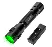 ULTRAFIRE Green LED Torch 520-530nm Green Hunting Light, Green Hunting Torch with Battery and Charger, 656 Feet Green Light for Hog Predator Night Observation, CG1