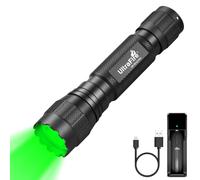 ULTRAFIRE Green Light LED Torch 520-530nm Green Hunting Torch with Holster, 10W High Power Green Predator Light for Night Vision, Fishing, Reading Map, WF-501G RRO