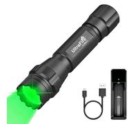 ULTRAFIRE Green Light Torch 525-530nm Single Mode Green LED Hunting Torch, 150 Meters High Purity Green Hunting Light for Fishing, Reading Map, Night Observation, Camping,Hiking, T1 Ultra-G