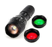 ULTRAFIRE LED Tactical Torch 900 Lumens with Red Light Green Light, Zoomable 5 Modes Bright Small Flashlight, 3 Color Interchangeable Filters for Camping Outdoor