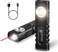 ULTRAFIRE Rechargeable LED Work Light 350 Lumens Tactical Toch, Flat LED Toch with Red Beam, 3 Modes Pocket Toch with Magnetic and Clip for Working, Car Repairing, Emergency