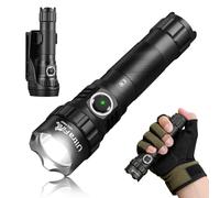 ULTRAFIRE Rechargeable Tactical Torch with Belt Holster, 1800 High Lumen USB-C LED Torch, 3 Modes Police Flashlight with Dual Switch, for Law Enforcement/Outdoor Camping/Home Emergency, UF3 PRO