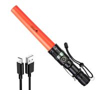 ULTRAFIRE Rechargeable Traffic Wand LED Torch, 11 Inch Zoomable Bright Safety Signal Light Stick, 3 Flashing Modes with Belt Clip for Traffic Control, Aircraft Marshaling, Police, Emergency, UF-303X
