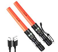ULTRAFIRE Rechargeable Traffic Wand Torch 2 Pack, 11 Inch Zoomable Bright LED Safety Signal Light, 3 Flashing Modes with Belt Clip for Traffic Control, Emergency, Parking, Police, Security, UF-303X