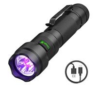 ULTRAFIRE Rechargeable UV Torch 395nm LED Blacklight, 15W Powerful Ultraviolet Light, 3 LED UV Lamp for Curing Resins, Pet Dry Urine Stains, Scorpions Hunting, Fluorescent Anti-counterfeiting
