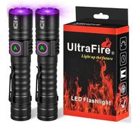 ULTRAFIRE Rechargeable UV Torch 395nm Zoomable Blacklight, Small UV Light Ultraviolet LED Flashlight for Resin Curing, Pet Urine Stains, Fluorescence Detection, Scorpion Hunting (2 Pack)