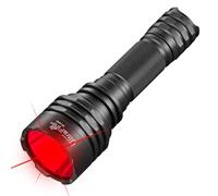 ULTRAFIRE Red Light LED Torch 620-630nm 273 Yards Red LED Torch, 10W Powerful Single Mode Red Hunting Light for Night Vision, Fishing, Astrophotography, Battery and Charger Included, WF-509R