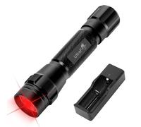 ULTRAFIRE Red Light LED Torch 620-630nm Red Hunting Light with Holster, Single Mode Red LED Flashlight for Night Vision, Astrophotography, Fishing, CR1