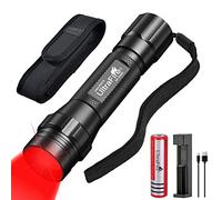ULTRAFIRE Red Light Torch Single Mode LED Red Torch for Night Vision, Zoomable 620-630nm Red Light for Hunting, Portable Small Red Flashlight for Aviation Astronomy WF-508R
