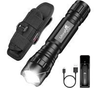 ULTRAFIRE Tactical Torch with Flashlight Holster, 1000 Lumens Single Mode LED Torch with USB Charger, Safety Flashlight with Belt Holster for Police, Camping, Emergency, WF-501B
