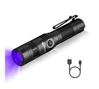 ULTRAFIRE UV Flashlight 365nm Uniform UV Light, Rechargeable LED Blacklight, Professional Ultraviolet Torch for Forensic Blood Trail Tracing, Industrial NDT, Mineral Hunting, Fluorescence Analysis