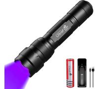 ULTRAFIRE UV LED Torch 395-405nm Blacklight Zoomable Flashlight With 2600mAh Re