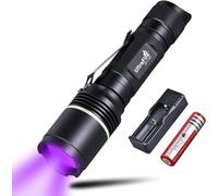 ULTRAFIRE UV Torch 395nm LED Blacklight, Single Mode Powerful Ultraviolet Light, with Rechargeable Battery and Charger, for Curing UV Glue Resin, Pet Urine Stains, Scorpion