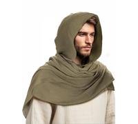Ultrafun Medieval Renaissance Shawl Scarf Cape Men Women Multifunctional Hooded Cowl Halloween Cosplay Costume Accessories, Green, 48.4in(L)*25.6in(W)
