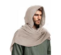 Ultrafun Medieval Renaissance Shawl Scarf Cape Men Women Multifunctional Hooded Cowl Halloween Cosplay Costume Accessories, Grey, 48.4in(L)*25.6in(W)