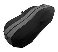 Ultraguard Sport Series Stretch Satin Indoor Car Cover - The Ultimate Custom Fit : Black with Gray Stripes for 2005-2024 Ford Mustang V6/Ecoboost/GT/Bullitt/Shelby GT350