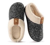 ULTRAIDEAS Ladies' Cozy Memory Foam Slippers Fuzzy Wool-Like Plush Fleece Lined House Shoes w/Indoor, Outdoor Anti-Skid Rubber Sole(Grey, 5-6 UK)