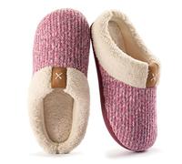 ULTRAIDEAS Ladies' Cozy Memory Foam Slippers Fuzzy Wool-Like Plush Fleece Lined House Shoes w/Indoor, Outdoor Anti-Skid Rubber Sole(Pink, 5-6 UK)