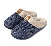 ULTRAIDEAS Ladies' Cozy Memory Foam Slippers Fuzzy Wool-Like Plush Fleece Lined House Shoes w/Indoor, Outdoor Anti-Skid Rubber Sole(Blue, 3-4 UK)